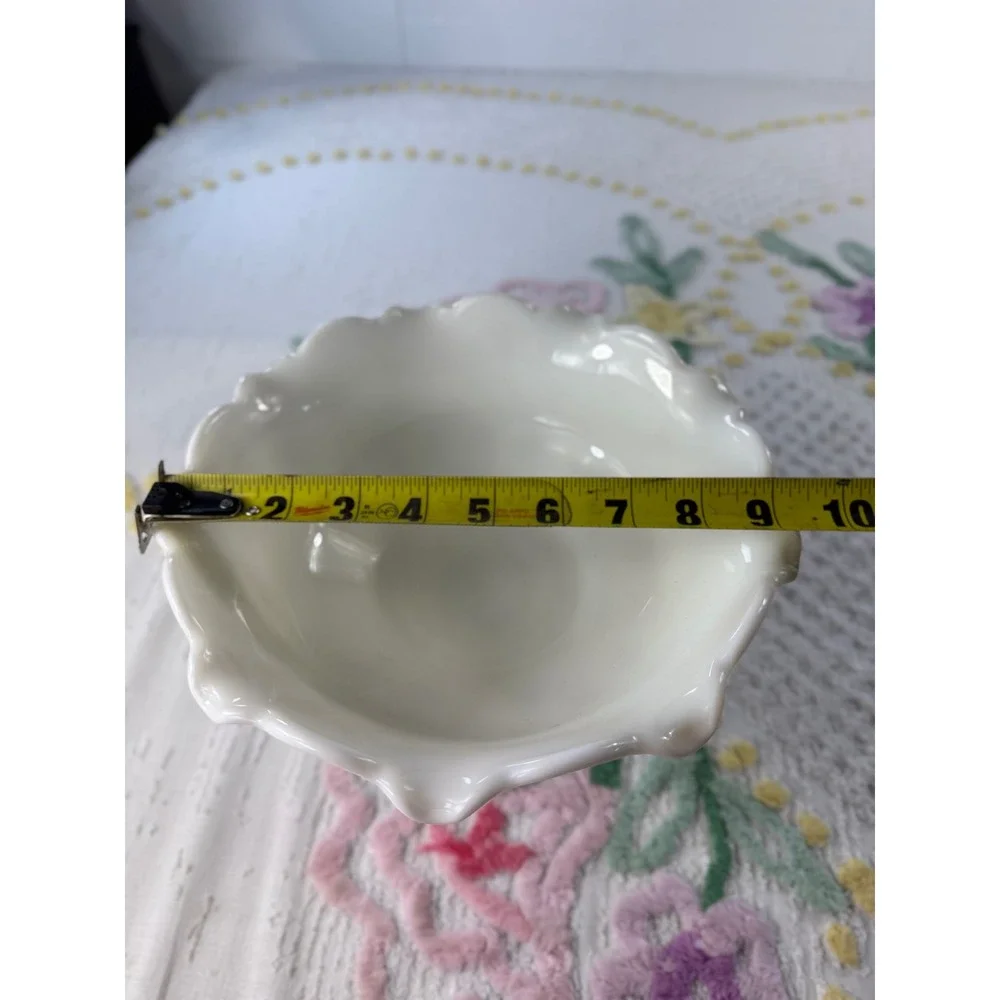 Westmoreland Milk Glass Paneled Grape Pedestal Bowl Scalloped Compote Candy Dish